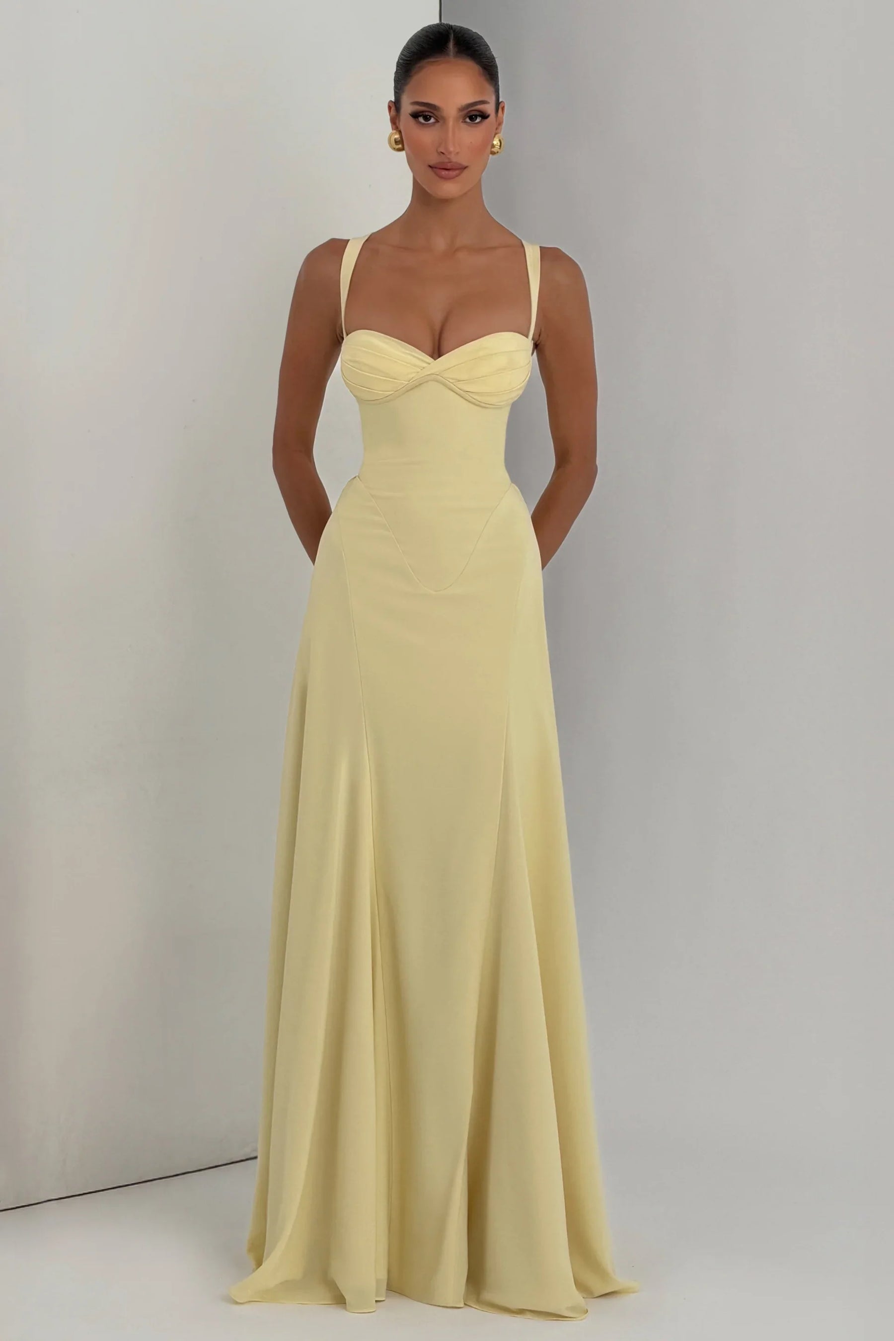 Women's Satin Sweetheart Maxi Prom Dress, Lace-Up Back | Amber