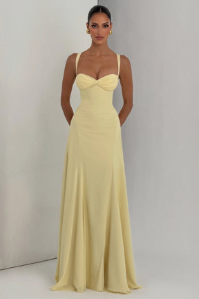 Women's Satin Sweetheart Maxi Prom Dress, Lace-Up Back | Amber