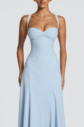 Women's Satin Sweetheart Maxi Prom Dress, Lace-Up Back | Amber