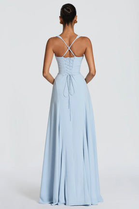 Women's Satin Sweetheart Maxi Prom Dress, Lace-Up Back | Amber