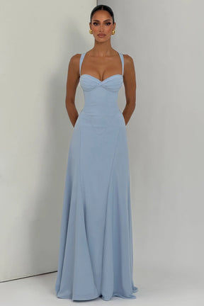 Women's Satin Sweetheart Maxi Prom Dress, Lace-Up Back | Amber