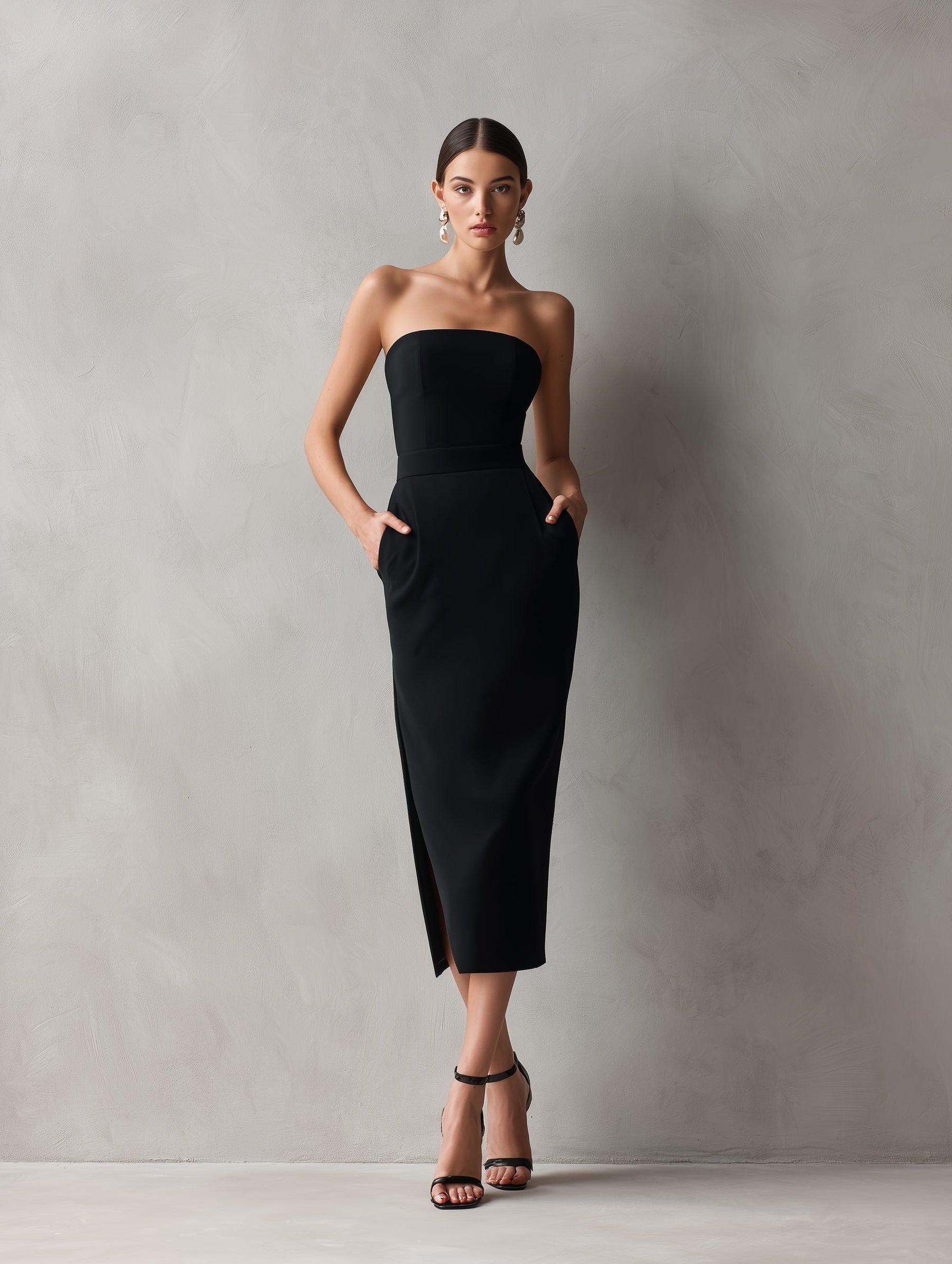 Women's Strapless Bodycon Midi Cocktail Dress | Angel