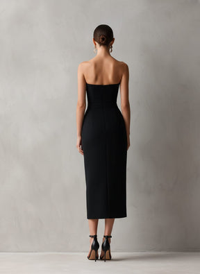 Women's Strapless Bodycon Midi Cocktail Dress | Angel