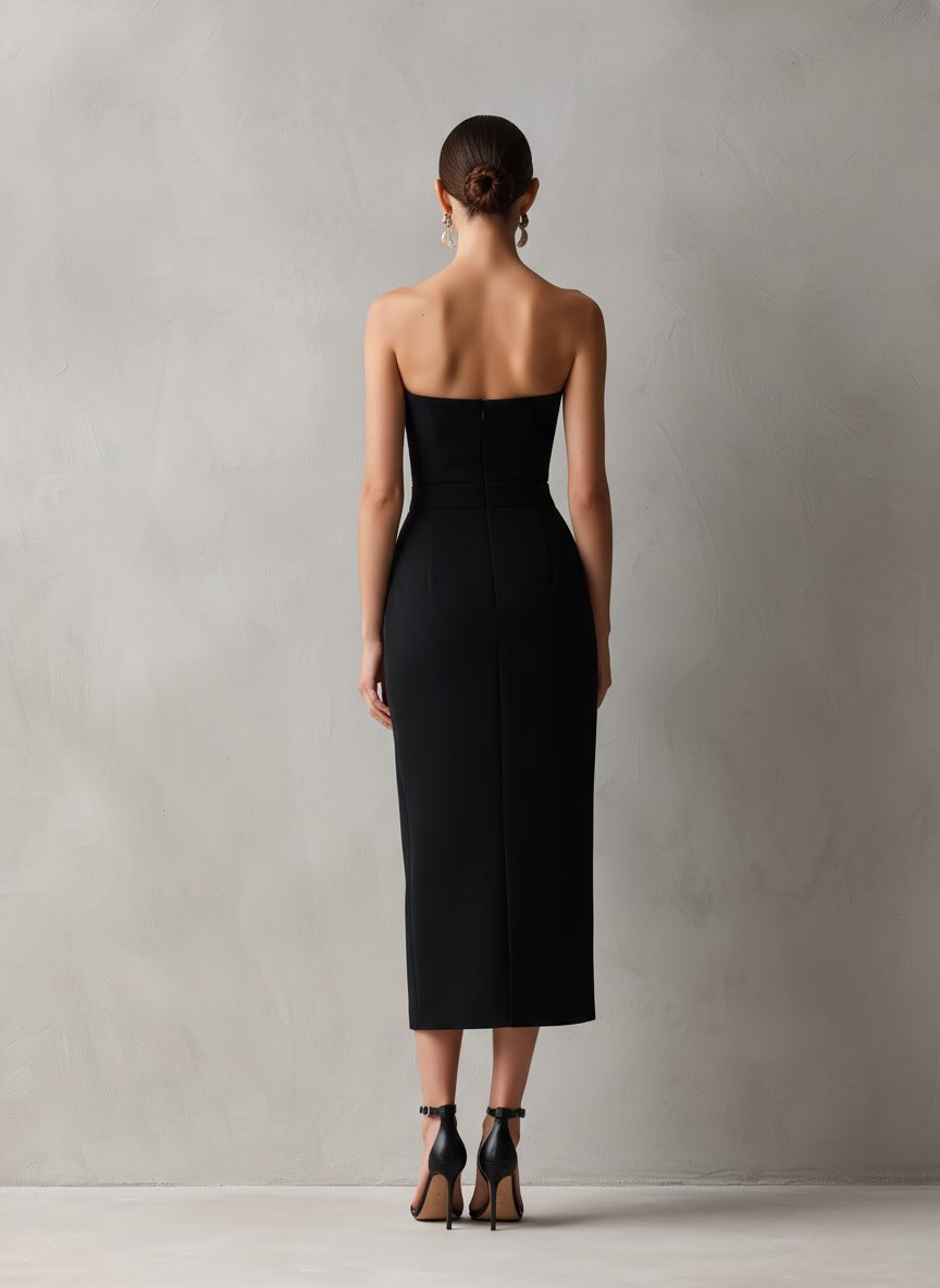 Women's Strapless Bodycon Midi Cocktail Dress | Angel