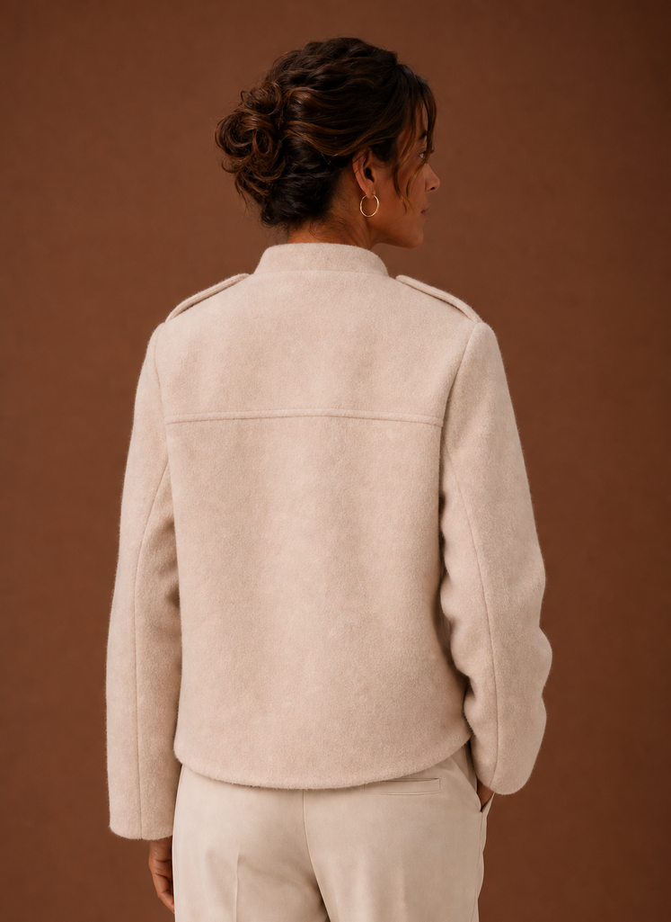 Women's Cropped Button-Front Jacket | Matilde in Apricot - Juana Fashion