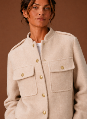Women's Cropped Button-Front Jacket | Matilde in Burgundy - Juana Fashion