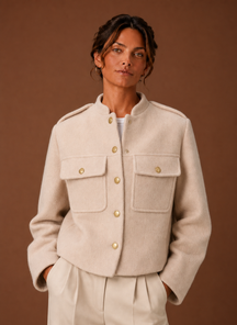 Women's Cropped Button-Front Jacket | Matilde in Apricot - Juana Fashion