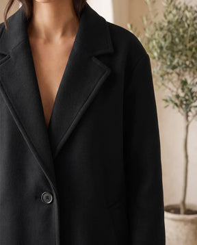 Women's Black Long Oversized Wool-Look Coat | Astrid - Juana Fashion