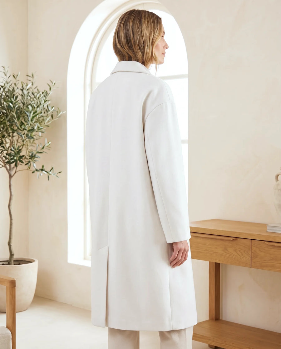 Women's White Long Oversized Wool-Look Coat | Astrid - Juana Fashion