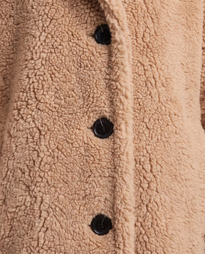 Women's Khaki Long Teddy Coat | Delphine - Juana Fashion
