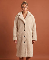 Women's White Long Teddy Coat | Delphine - Juana Fashion