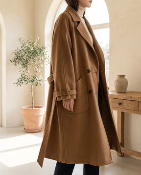 Women's Brown Long Tailored Coat | Adeline - Juana Fashion