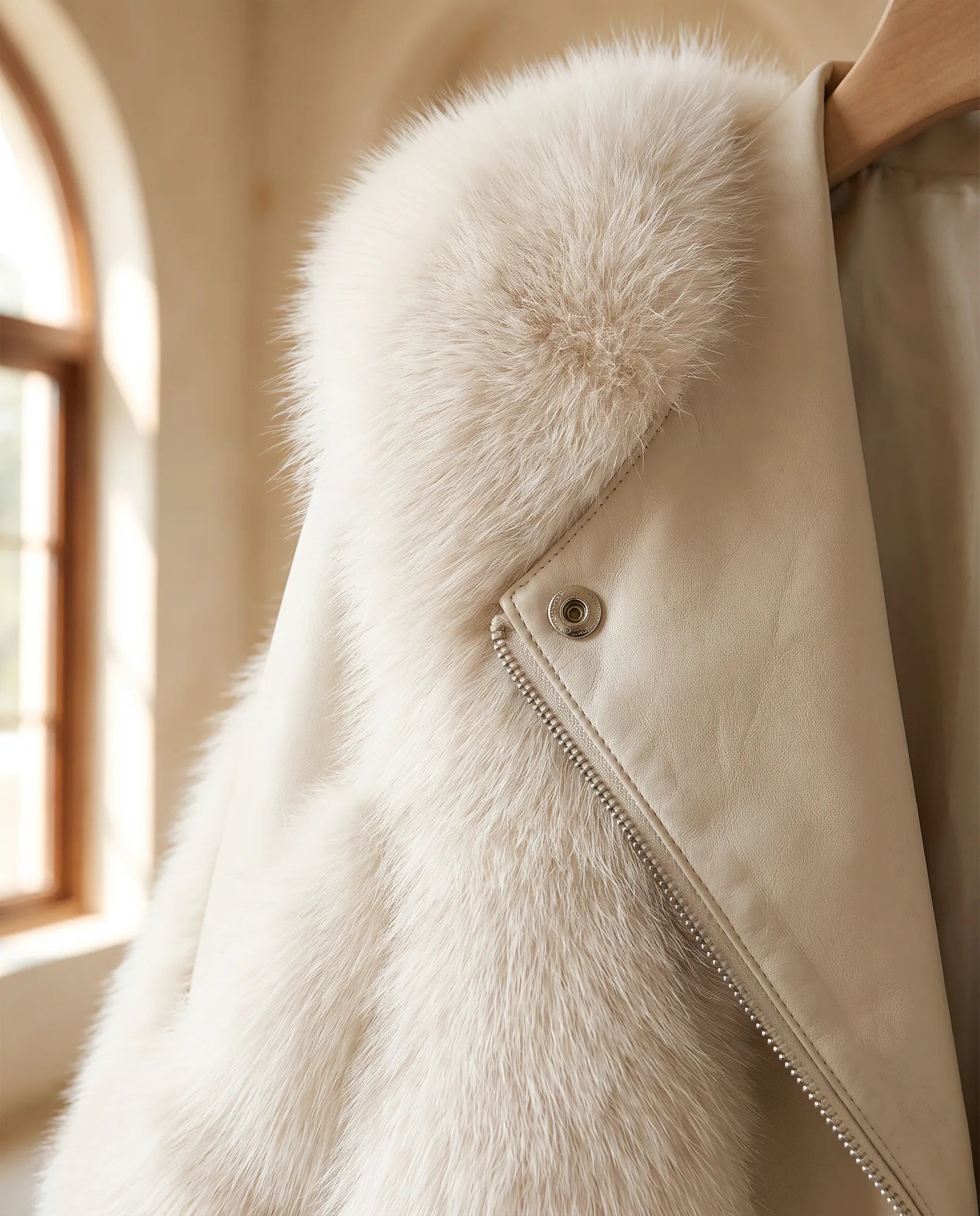 Women's Off-White Cropped Fluffy Jacket | Faye - Juana Fashion