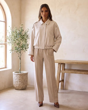 Women's Beige Faux Suede Shirt Jacket | Hadley - Juana Fashion