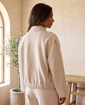 Women's Beige Faux Suede Shirt Jacket | Hadley - Juana Fashion