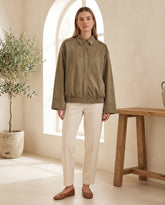Women's Green Faux Suede Shirt Jacket | Hadley - Juana Fashion