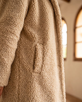 Women's Beige Hooded Teddy Coat | Elsie - Juana Fashion