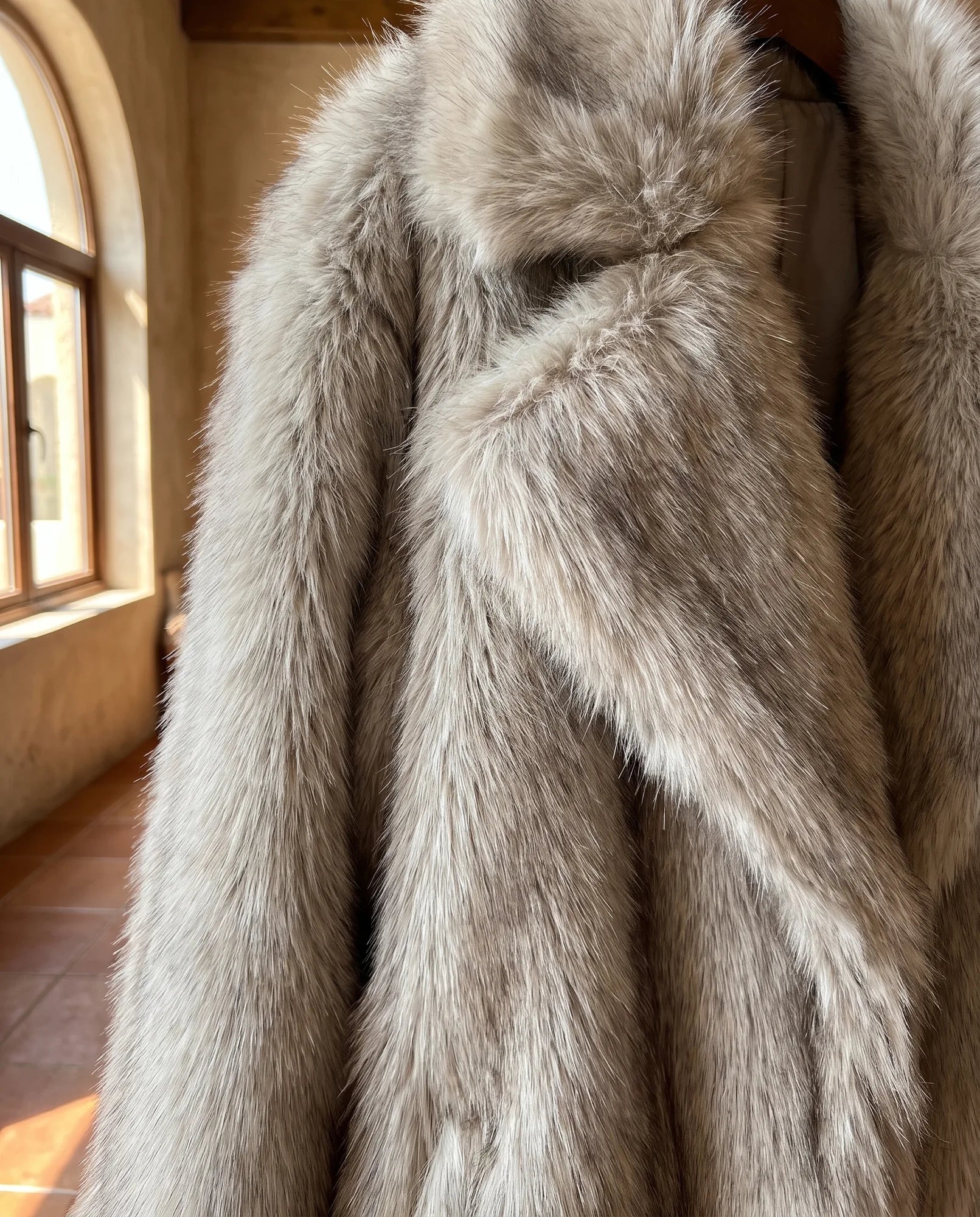 Women's Taupe Plush Coat | Fleur - Juana Fashion