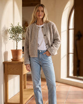 Women's Taupe Teddy Jacket | Willa - Juana Fashion