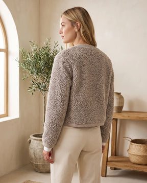Women's Taupe Teddy Jacket | Willa - Juana Fashion