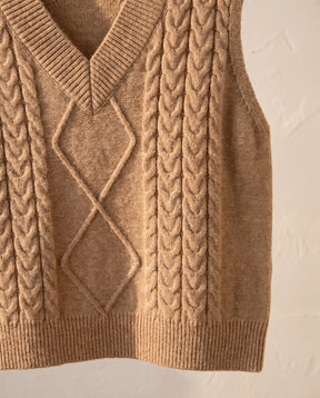 Women's Cable-Knit V-Neck Sweater Vest | Georgia - Juana Fashion
