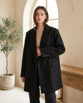 Women's Black Double-Breasted Winter Coat | Greer - Juana Fashion
