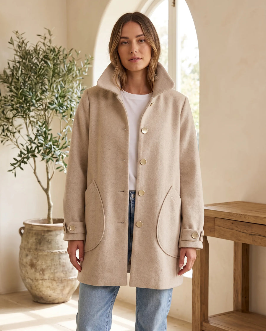 Women's Beige Long Oversized Coat | Margot - Juana Fashion