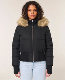 Women's Cropped Hooded Quilted Jacket | Blythe in White - Juana Fashion