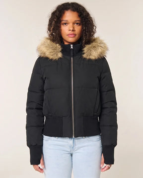Women's Cropped Hooded Quilted Jacket | Blythe in White - Juana Fashion