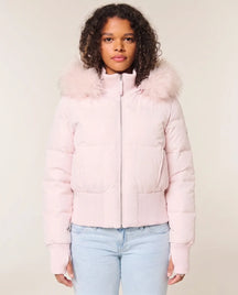 Women's Cropped Hooded Quilted Jacket | Blythe in White - Juana Fashion