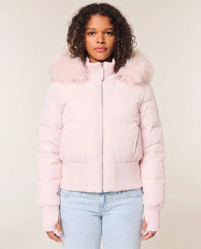 Women's Cropped Hooded Quilted Jacket | Blythe in White - Juana Fashion
