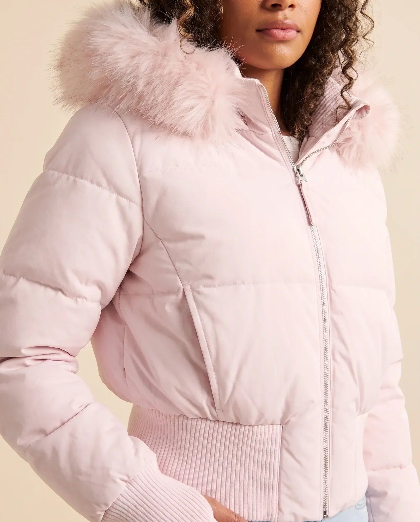 Women's Cropped Hooded Quilted Jacket | Blythe in Pink - Juana Fashion