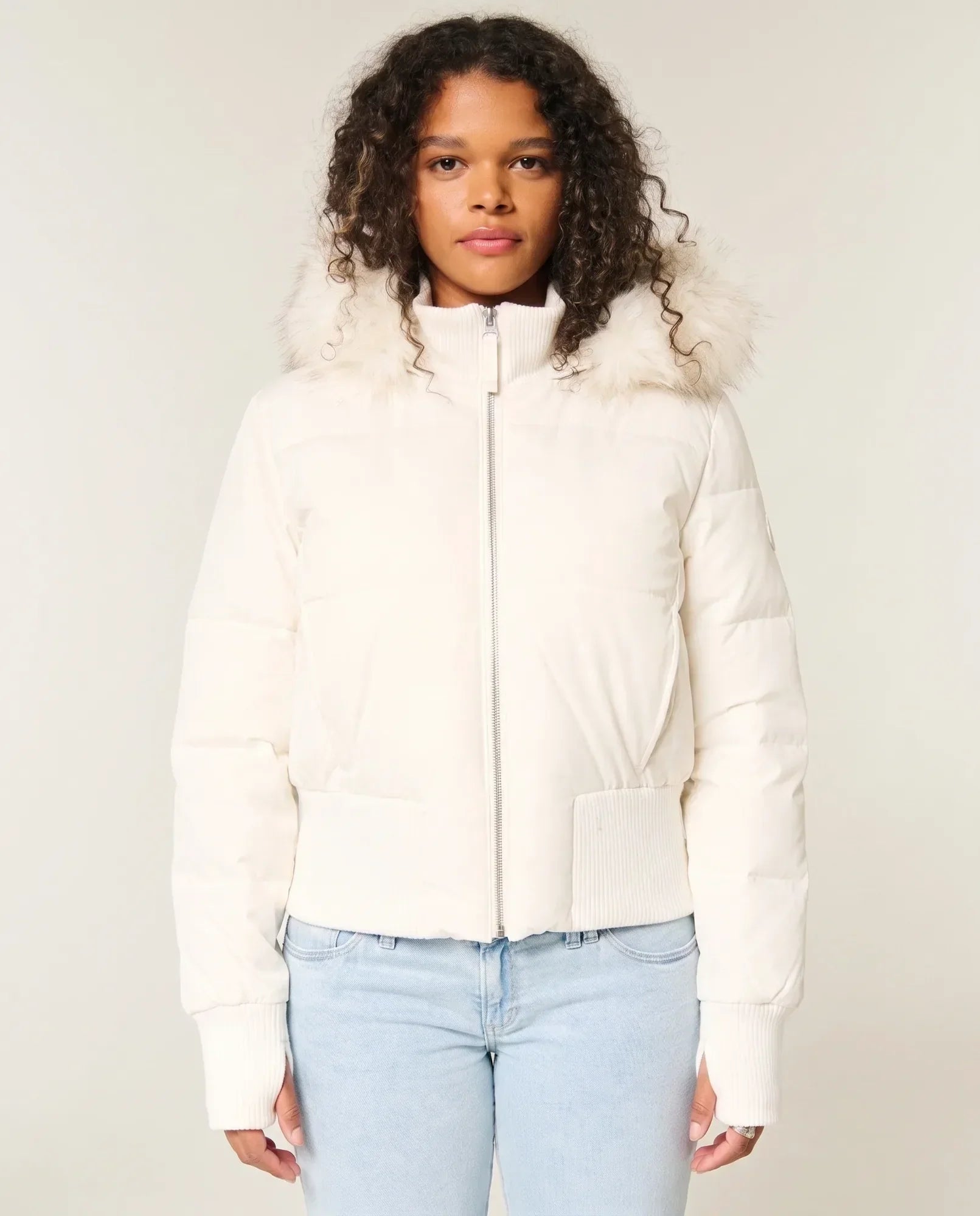 Women's Cropped Hooded Quilted Jacket | Blythe in White - Juana Fashion
