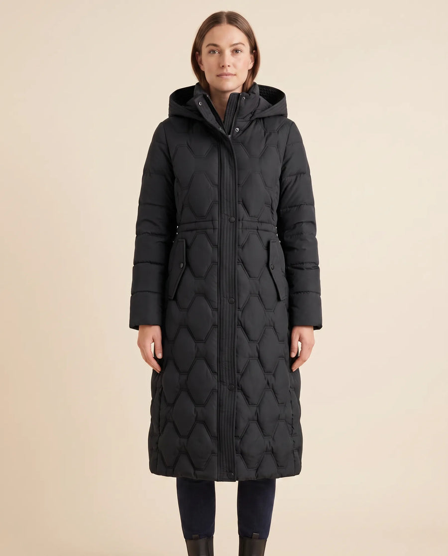 Women's Long Hooded Quilted Coat | Cora in Brown - Juana Fashion