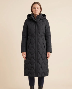 Women's Long Hooded Quilted Coat | Cora in Brown - Juana Fashion
