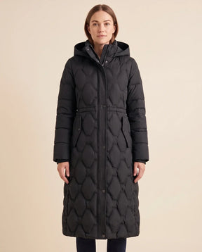 Women's Long Hooded Quilted Coat | Cora in Black - Juana Fashion