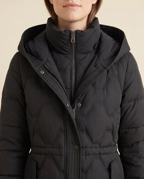 Women's Long Hooded Quilted Coat | Cora in Black - Juana Fashion
