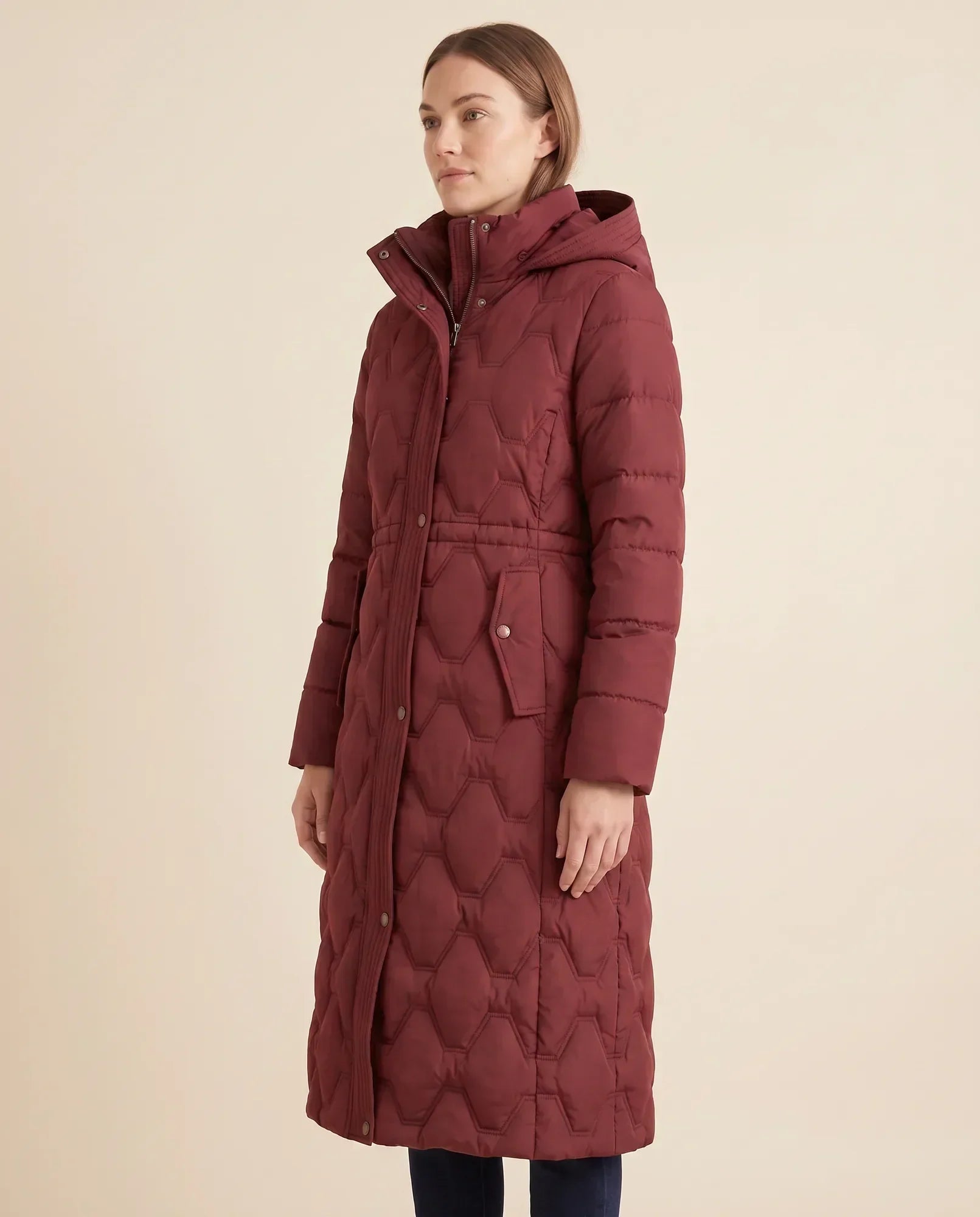 Women's Long Hooded Quilted Coat | Cora in Black - Juana Fashion