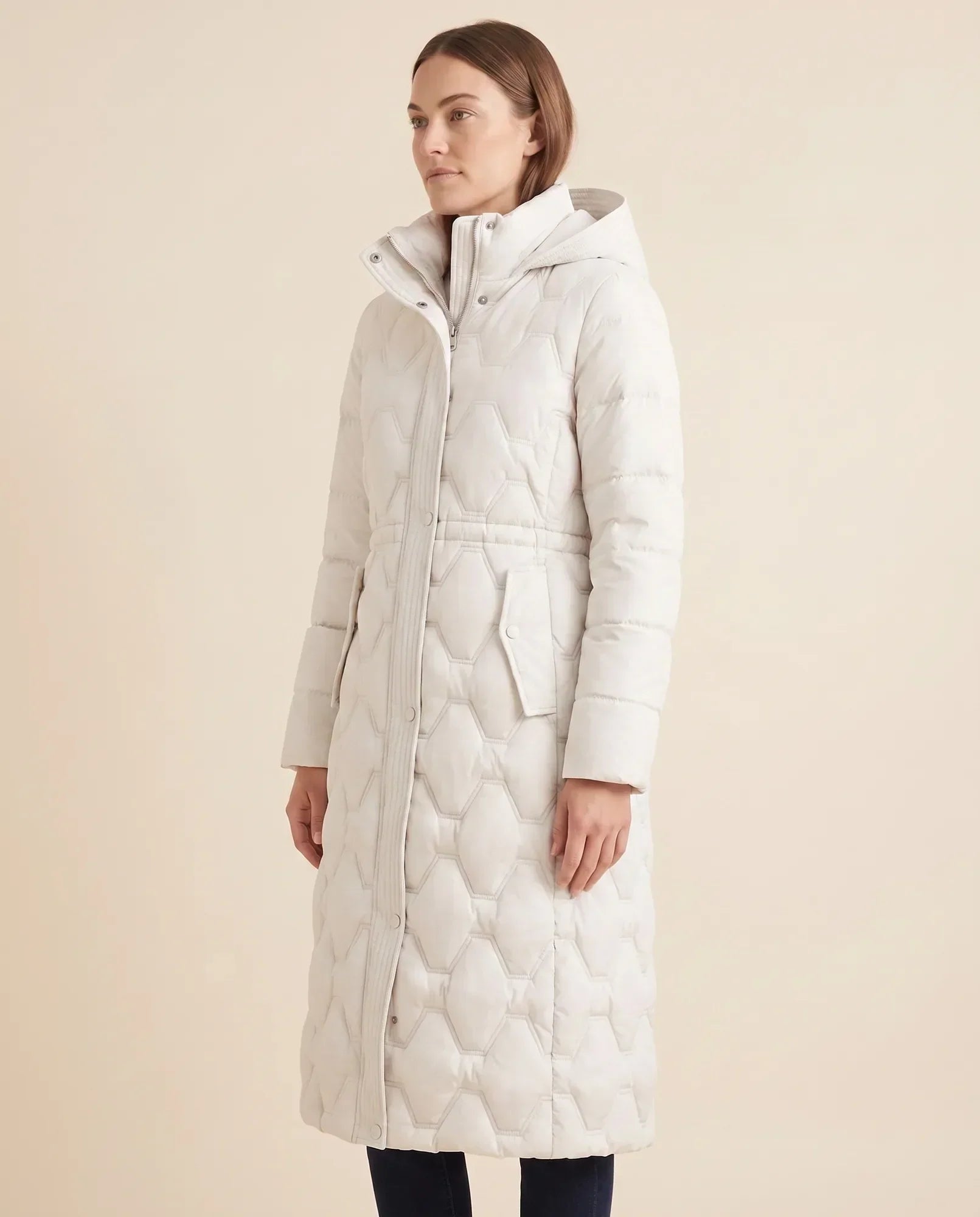 Women's Long Hooded Quilted Coat | Cora in Red - Juana Fashion