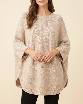 Women's Oversized Poncho Sweater | Eloise in Beige - Juana Fashion