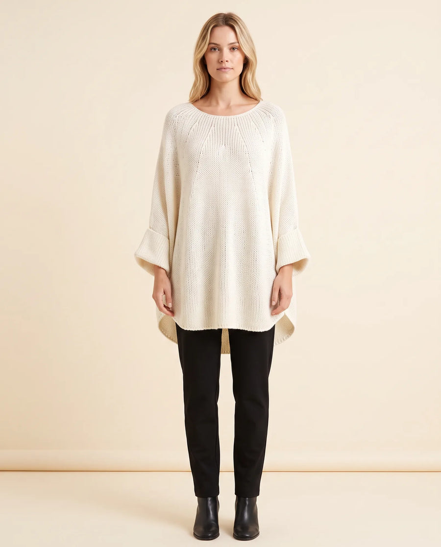 Women's Oversized Poncho Sweater | Eloise in Beige - Juana Fashion