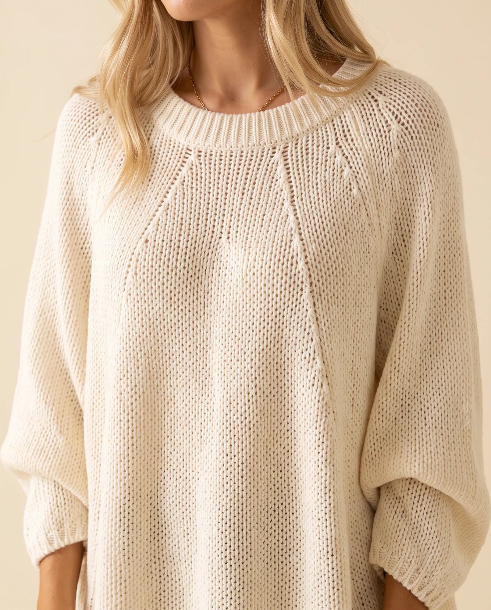 Women's Oversized Poncho Sweater | Eloise in Cream - Juana Fashion