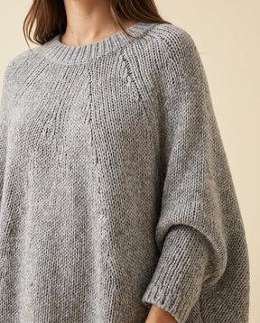 Women's Oversized Poncho Sweater | Eloise in Gray - Juana Fashion