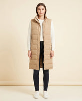 Women's Long Hooded Quilted Vest | Esme in Beige - Juana Fashion