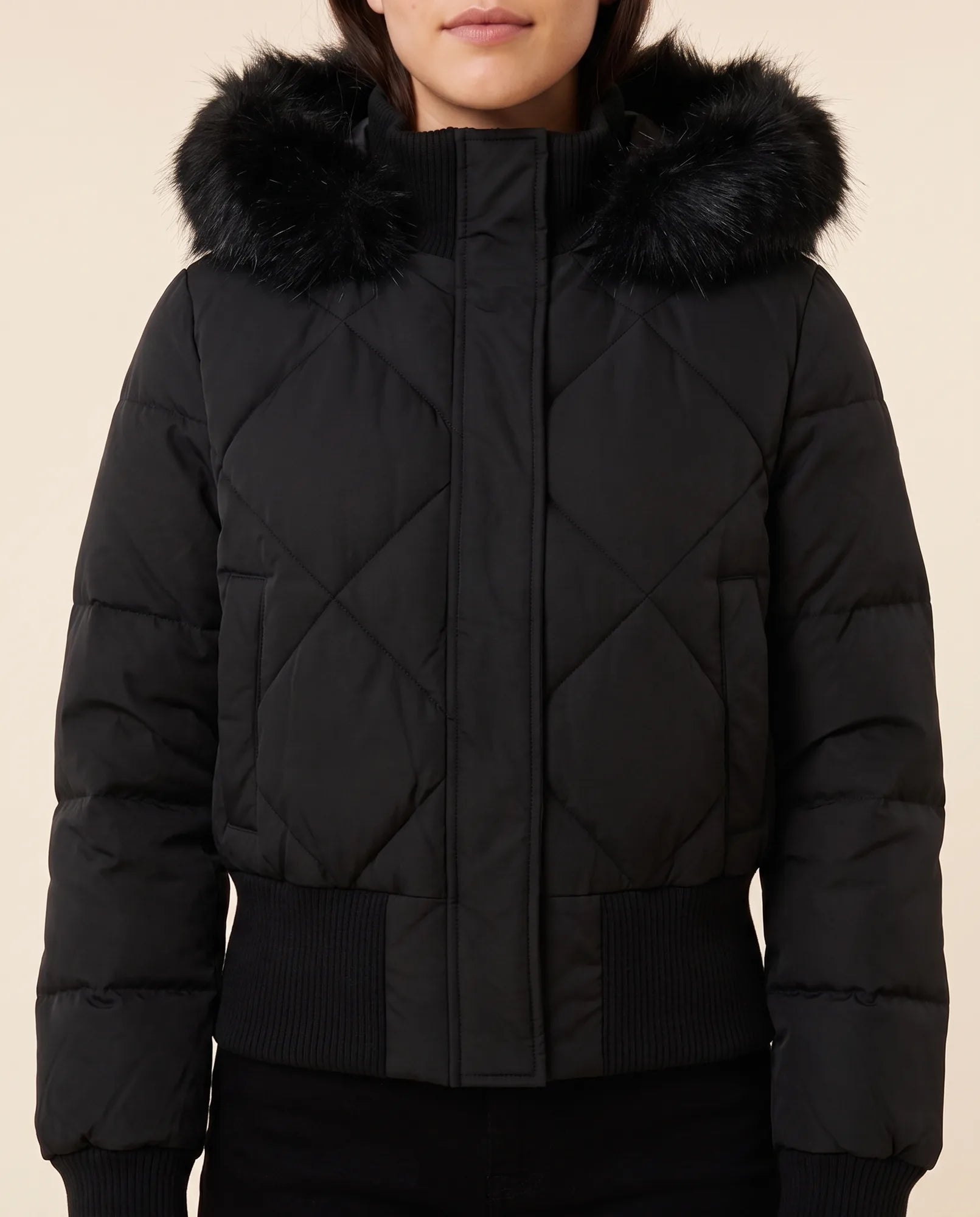 Women's Hooded Quilted Jacket with Ribbed Cuffs | Greta in Pink - Juana Fashion