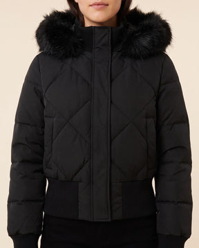 Women's Hooded Quilted Jacket with Ribbed Cuffs | Greta in Pink - Juana Fashion