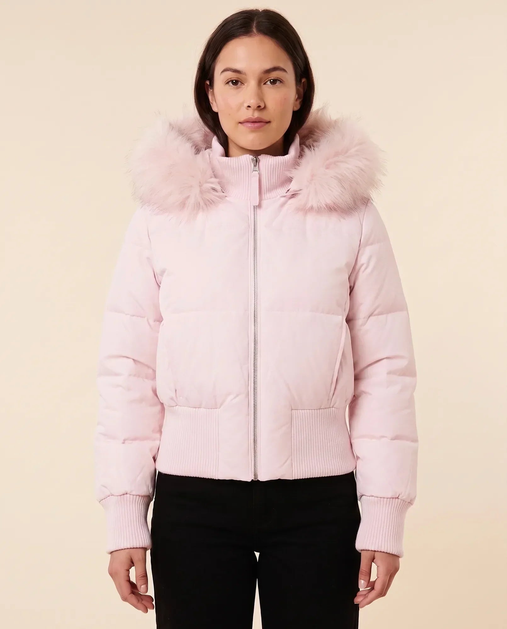 Women's Hooded Quilted Jacket with Ribbed Cuffs | Greta in White - Juana Fashion