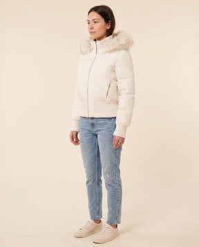 Women's Hooded Quilted Jacket with Ribbed Cuffs | Greta in Black - Juana Fashion