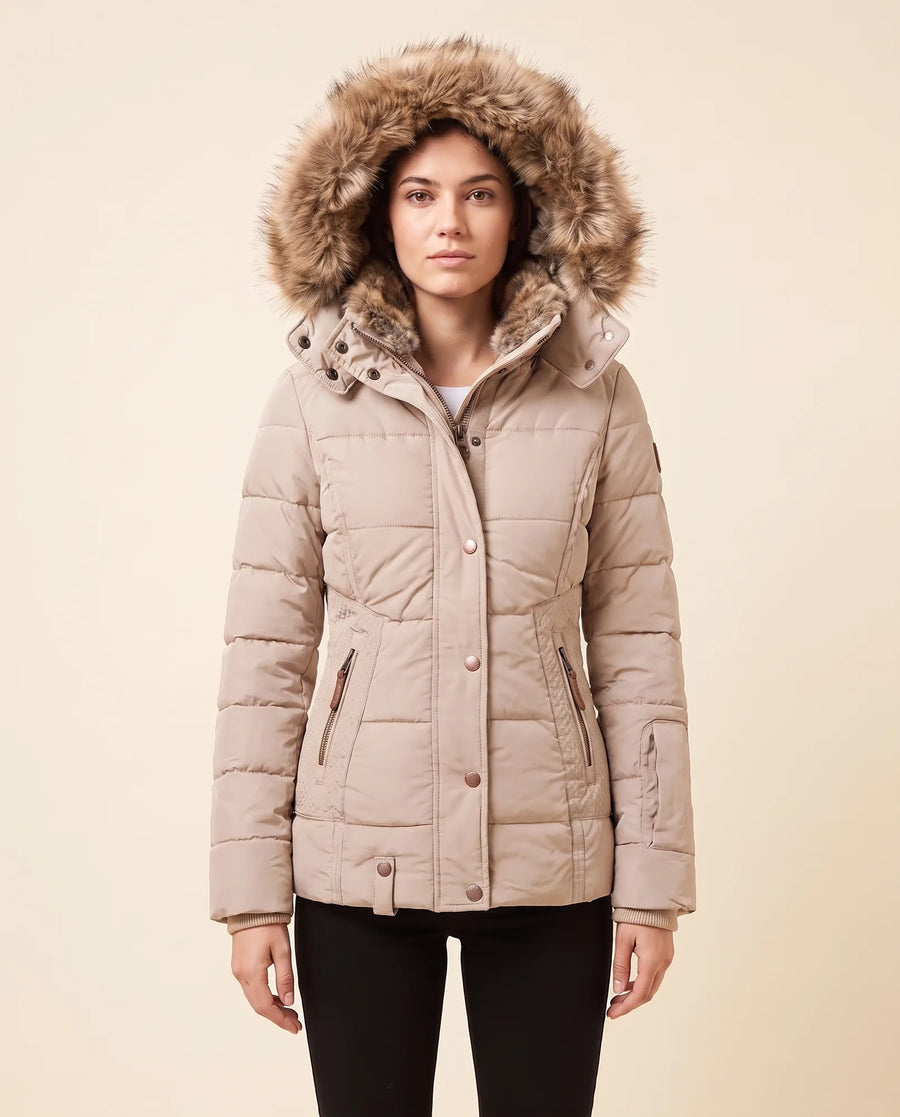 Women's Hooded Quilted Zip-Up Winter Jacket | Iris in Black - Juana Fashion