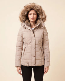 Women's Hooded Quilted Zip-Up Winter Jacket | Iris in Black - Juana Fashion